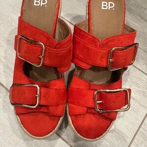 BP Women's Bold Red Mules with Buckle